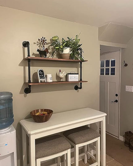 Pipe Shelves Industrial Pipe Shelving Shelves Real Wood Industrial Floating Pipe Shelves with Wood Planks 36 inch Wall Shelves Rustic Hanging Bookshelf Farmhouse Kitchen Bar Shelving