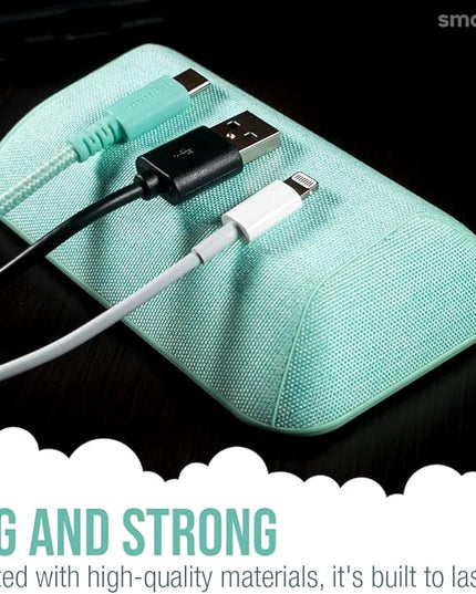 Smartish® Magnetic Cord Holder - Bigger Cable Wrangler Stocking Stuffer Organizer with Magnet Clips for Charger Management on Desktop, Nightstand - Holds 6+ Cables - Teal Me More