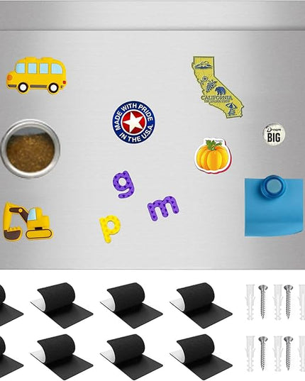 2Pack Magnetic Board,17.1" x 11.8" Magnet Display,for Magnets and Bulletin Board,Suitable for Wall, Refrigerator, Compartment, Cabinet etc,Comes with Dual Lock Tape for Easy Hanging (Silver)