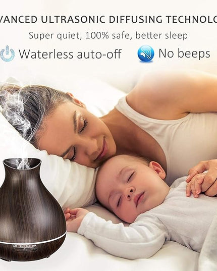 BZseed Aromatherapy Essential Oil Diffuser, 550ml Ultrasonic Fragrant Oil Large Room Humidifier, Diffusers for Home with Timer and Waterless Auto-Off, 7 Color LED Lights,Cool Mist Humidifiers