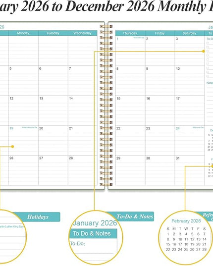 Daily Planner 2026 Full Page Per Day- 2026 Daily & Monthly Planner from January 2026 to December 2026, Day Planner 2026 with 12 Months Tabs, 8.5" x 11", Green