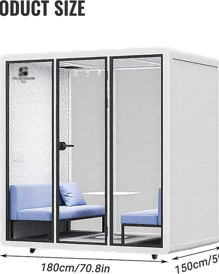 Mobile Office Pod Booth, Quiet Meeting Pod with Acoustic Panels, Sound Proof Room with Desk, Portable Removable Working Booth for Private Phone Calling Study,180cm