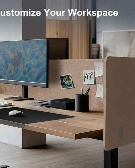 Desk Privacy Panel,2PCS L-Shaped Clamp-On Office Desk Divider,2-in-1 Adjustable Acoustic Desktop Partition Or Under Desk Modesty Screen,for Office,Home,Felt(Dark Camel, 47.2" x 17.7")