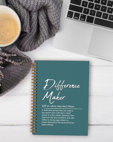 OXW Difference Maker Gift Notebook Journal, Office Notebook for Work, Thank You Gifts for Leader Mentor Boss, Leadership Gifts Journal, Turquoise Spiral Notebook 5.5 x 8.3
