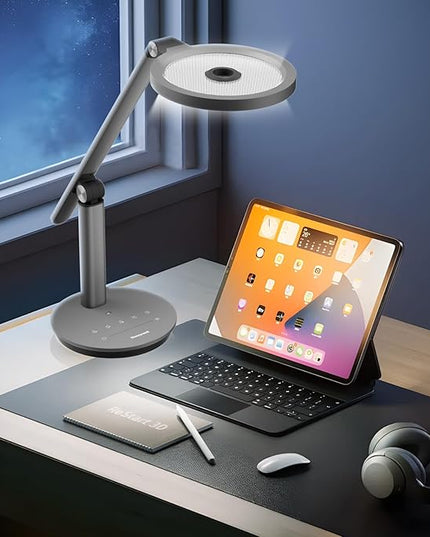 Honeywell Desk Lamp for Home Office, H6 Sunturalux™ Eye-Caring Led Desk Light, 800LM Dimmable Desk Lamp with Timer, Touch Control Tall Desk Reading Light, Table Lamp for Circle Webcam, Study, Bedroom