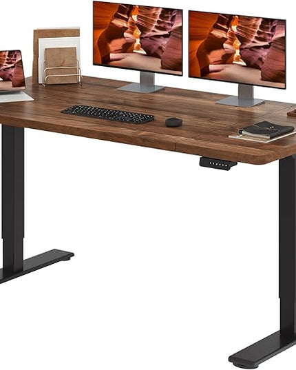 Dual Motor Standing Desk, Large Stand Up Desks, 71x31 Inches Electric Sit Stand Desks, 4 Memory Preset Adjustable Height Computer Table for Home Office with Splice Board (Brown)