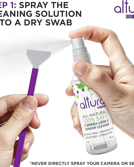 Altura Photo Professional Camera Cleaning Kit for Full Frame DSLR & Mirrorless Cameras - Lens and Sensor Cleaner - Includes Case, Spray, Swabs, Blower, Brush, Tissue Paper