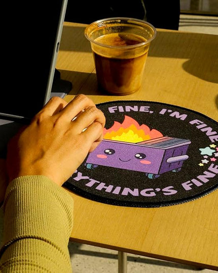 2 Pack Classic Dumpster on Fire Small Mouse Pad, Cute Funny Round Mousepad with Non-Slip Rubber Base, This is Fine Mouse Pads for Desk Accessories Laptop Gaming Office Supplies Decor(8.6 x 8.6 Inch)
