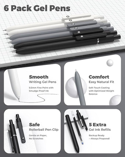 Four Candies 45 PCS School Supplies with Pen Case, 12 Pastel Highlighters, 6 Black Ink Gel Pens, 6 Mechanical Pencils Set for Students Stationary College Essentials (Black)