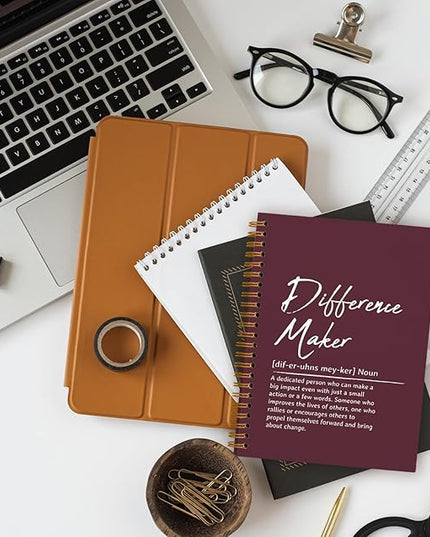OXW Burgundy Notebooks for Work, Difference Maker Gift Meeting Notebook Journal for Writing, Employee Appreciation Gifts, Thank You Gifts for Women Men Leader Mentor Boss Manager, 5.5"x8.3"