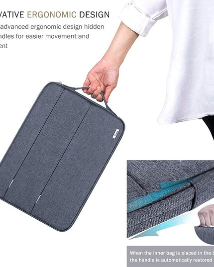 Voova 13 13.6 Inch Laptop Sleeve Case Compatible with MacBook Air 13 M1/M2/M3/M4 2020-2025, MacBook Pro 13/14, IPad Air/Pro 13, Waterproof Slim Computer Bag Cover with Handle, Dark Grey