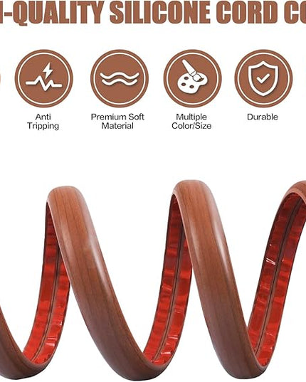 Floor Cord Cover Self Adhesive Cord Hider,20FT Cable Management, Extension Strip Protector for Wires, Prevent Cable Trips for Offices, Gyms, Exhibitions Cavity:0.39"(W) x0.27(H) Wood Red Teak