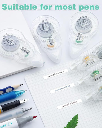 M&G White Correction Tape, Easy to use applicator for Instant Corrections, 39.37 Ft/Pack,for Office (6 Pack, 12M/472"x 0.2")