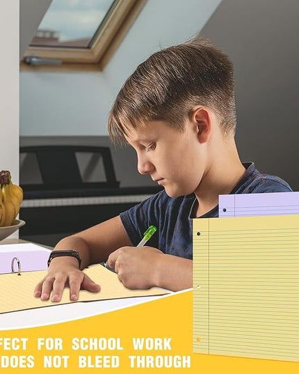 PerKoop 600 Sheets Colored Loose Leaf Paper 8.5" x 11" college ruled Lined 3 Hole Punched notebook Filler Paper for 3 Ring Binders Office School Supplies (Many Color)