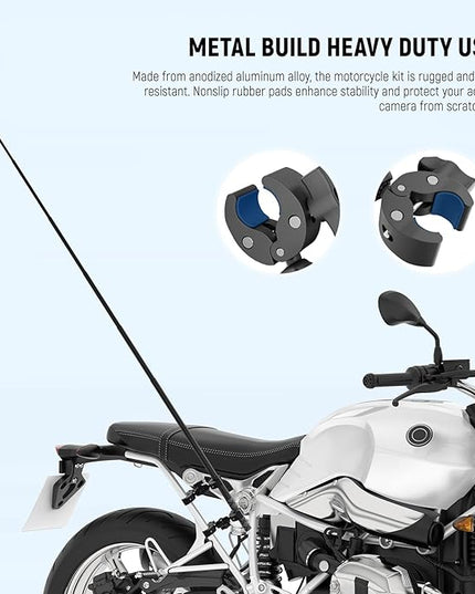 NEEWER Basics Motorcycle Bike Mount Accessories Kit, Invisible Selfie Stick Bicycle Handlebar Clamp Holder Compatible with Insta360 DJI OSMO 360 Pocket 3 Action Cameras for POV Video Recording, GP-32