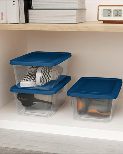 Sterilite Stackable 6 Quart Home Storage Box with Handles and Lid for Efficient, Space Saving Household Storage and Organization, (10 Pack)