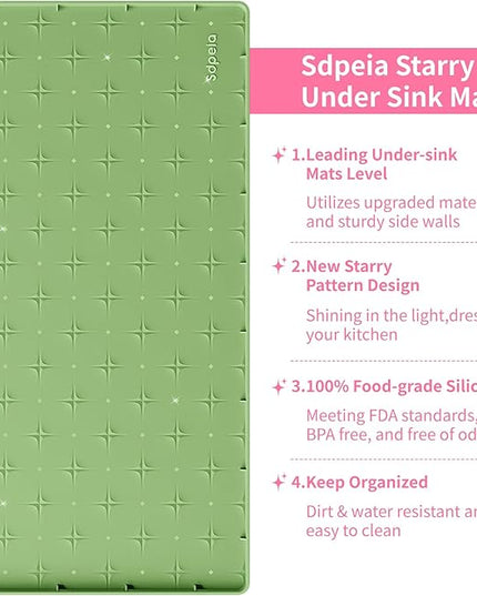 Sdpeia Under Sink Mat 31"×22" Waterproof Silicone Cabinet Liner & Sink Protector for Kitchen & Bathroom, Multi-Purpose Organizers Tray for Pets, Laundry, Cat Litter Mat