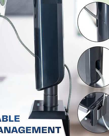 VIVO Heavy Duty Aluminum Ultrawide Monitor Desk Mount for up to 49 inch Screens, Holds 39.6 lbs, Space Efficient Vertical Lift Stand, Black, STAND-149J