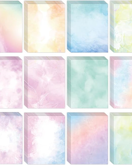 Tlenpo Decorative Watercolor Stationery Paper, 100 gsm Printer Paper 8.5 x 11In, Double-Sided for Business or Personal Use, Scrapbook, Printer Friendly for Invitations (120)