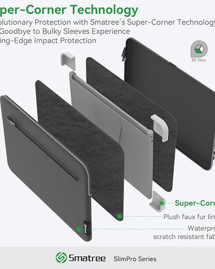Smatree SlimPro Laptop Sleeve Case for 14 inch DELL Precision 3490/3480/3470 Workstation, DELL Laptop Case with Swift-Access Accessory Pocket, Patented Super-Corner Design (S420)