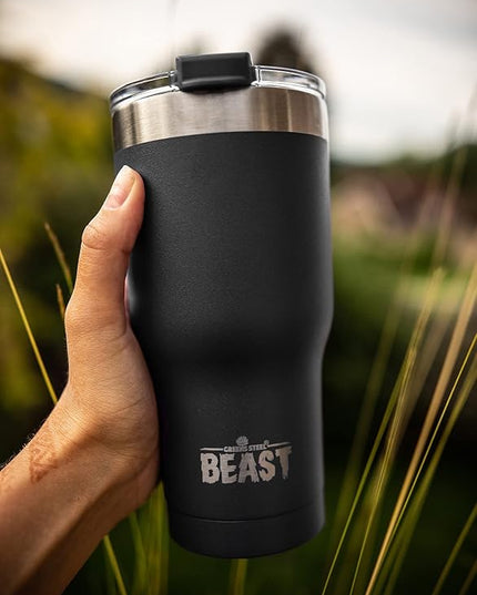 Beast 30 oz Tumbler Stainless Steel Vacuum Insulated Coffee Ice Cup Double Wall Travel Flask (Matte Black)