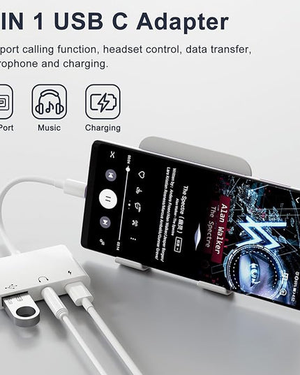 USB C to 3.5mm Jack Headphone Adapter with Charger Port,OTG Cable Adapter, Type C to Aux Audio Earphones Splitter for iPhone Samsung Galaxy S22 Ultra S21 S20 i-Pad Pro Air Pixel 4 Laptops