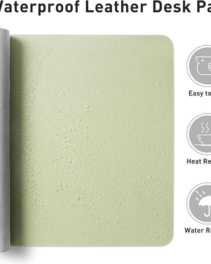 Aothia Leather Desk Pad Protector, Office Mat, Large Mouse Pad, Non-Slip PU Leather Blotter, Laptop Desk Pad, Waterproof Writing Pad for Office and Home (Grass Green, 31.5" x 15.7")