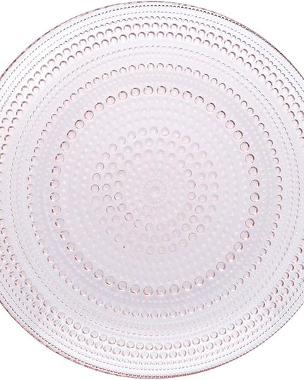 Fortessa Jupiter Hobnail Glass, 8" Salad Plate (Set of 4), Pink