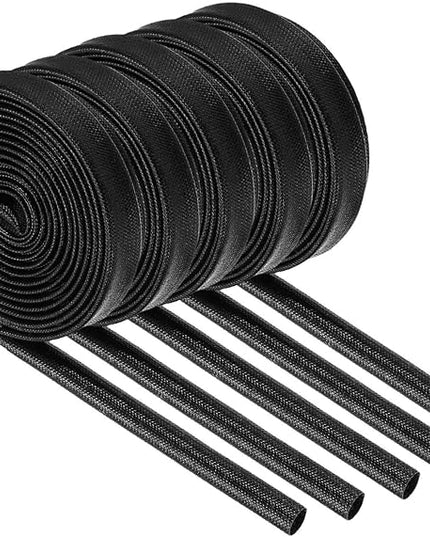 MECCANIXITY 5Pcs Wire Insulation Braid Fire Sleeve,9.8Ft-6mm ID Black, High Temp Silicone Coated Fiberglass Sleeving for Automotive Hose Lines Electrical Wiring