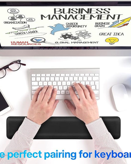 Yolanda Keyboard Wrist Rest/Pad - Cooling Gel - Stitched Edges - Keyboard Accessory,Ergonomic,Black