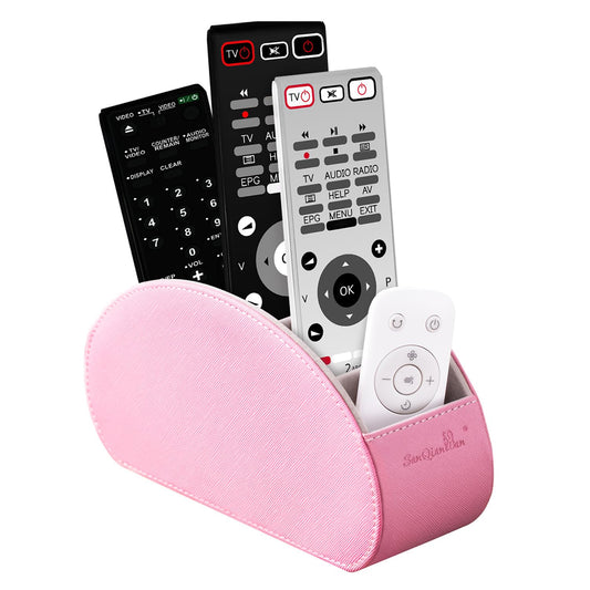 Remote Control Holders Organizer Box with 5 Compartment PU Leather Caddy