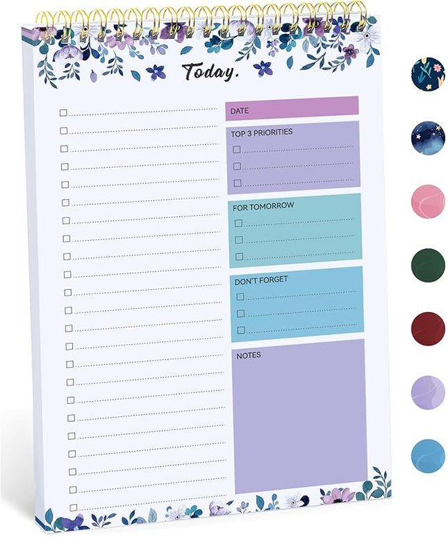 Taja To Do List Notepad - To Do List Notebook for Work with 52 Sheets, 9.8" x 6.5", Undated Daily Planner Perfect for Daily Tasks and Goal Setting, Notepad Suitable for Office, Home & School - VioletBloom