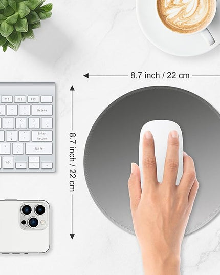 ITNRSIIET Mouse Pad Non-Slip Rubber Base Smooth Surface Stitched Edges Waterproof Durable Compatible with All Mice for Office & Gaming, Desk Accessory, Diameter 8.7 inch, Ash Gradient