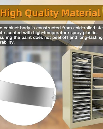File Cabinet 24 Transparent Drawers Vertical Home Office Storage Cabinet Paper Organizer Document Filing for Small Parts