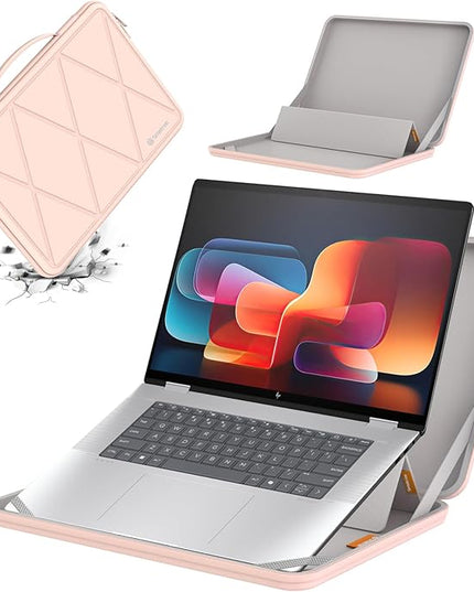 Smatree MS85T Hard EVA Protective Sleeve Case with Stand Compatible for 16 inch HP Envy x360 2-in-1 16t-ac000, for 15.6inch HP255 G9 Notebook PC/HP Laptop 15/15t, Laptop Cover with Stand, Pink