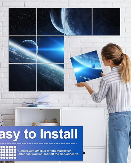 Dmsky Art Acoustic Panels,48“x36”Acoustical Wall Panel, Decorative Sound Absorbing Panel for Walls, Studio Acoustic Treatment Soundproof Wall Panel（12 Pack,Space）