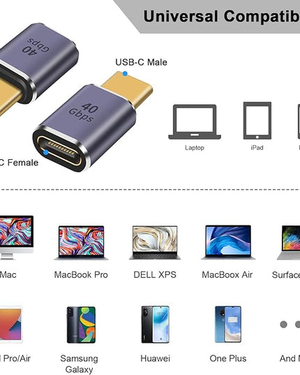 Poyiccot USB C Extender Adapter 2-Pack, 8K@60Hz & 40Gbps Data USB C Male to Female Extension Adapter, 100W Charging Type C Extender Thunderbolt 4 Connector for iPhone, MacBook Pro