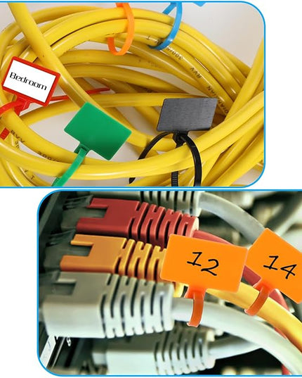 40 Pcs Plastic Tags With Zip Tie Nylon Universal Cable Tie Buckle Multi-Color Self Locking Nylon Writable Marker Ties Wraps Waterproof Shipping Tags Security Seals Label For Cabling