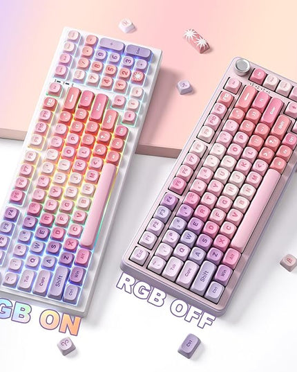 YUNZII 140 Keys MOA Keycaps, Dye-Sublimation PBT Custom Keycap Set for MOA Profile, Cute Purple Gradient Keycap for MX Switches Mechanical Gaming Keyboard(Purple)