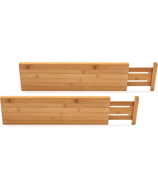 Lipper International 8897 Bamboo Wood Custom Fit Adjustable Deep Kitchen Drawer Dividers, Set of 2