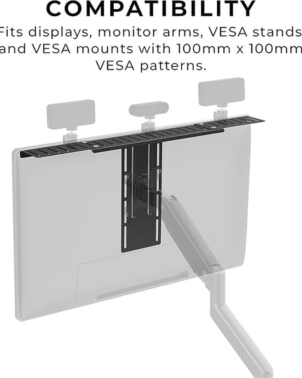 HumanCentric DSLR Monitor Mount Extra Large, Desk Camera Mounting, Light Webcam, Microphone Shelf for Monitor VESA Arm, Replace Clamp Tripods, 100x100mm Patterns, Aluminum, Hardware Included