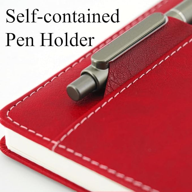 SLFreMint Premium Hardcover Notebook with Pen and Pen Holder Clip, Card Pockets, 240 Pages, College Ruled, 80GSM, Leather Note Book for Work, Study, Diary and Other Scenarios, Suitable Journal for Both Men and Women