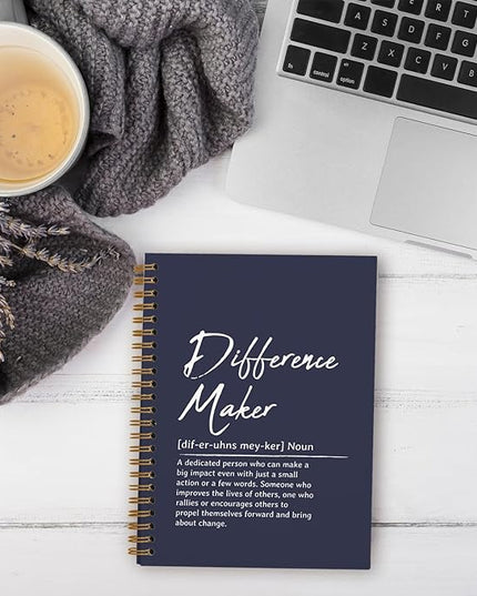 OXW Navy Blue Notebooks for Work, Difference Maker Gift Meeting Notebook Journal for Writing, Employee Appreciation Gifts, Thank You Gifts for Women Men Leader Mentor Boss Manager, 5.5"x8.3"