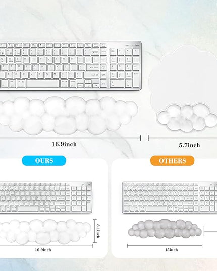 Gel Cloud Keyboard and Mouse Wrist Rest, Cute Wrist Support and Arm Support Rest for Typing Pain Relief，Suitable for Office/Computer/Laptop/Gaming Set-White