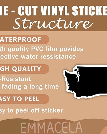 (3PCS) Washington State Map Stickers, US State Stickers - Waterproof Vinyl Decals for Tumblers, Water Bottles, Laptops, Books, Scrapbooks, Great for Washington Lovers 3 x 2 Inch