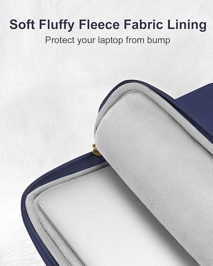 MOSISO 15-15.6 inch Laptop Case, 16 inch Puffy Laptop Sleeve Compatible with MacBook Pro 16, HP Dell ASUS Acer Toshiba Lenovo Notebook Computer, Polyester Horizontal Bag with Small Case, Navy Blue
