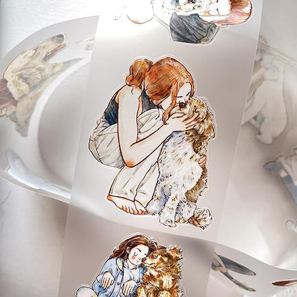 DingDing Vol7-22 Little Sweetheart,My Cute Dog,Kiss-Cut Matte PET Tape Stickers,2.36 in x 10.94 YD,Original Design,for Scrapbook Supplies,Scrapbook Tape Stickers,Junk Journal Supplies