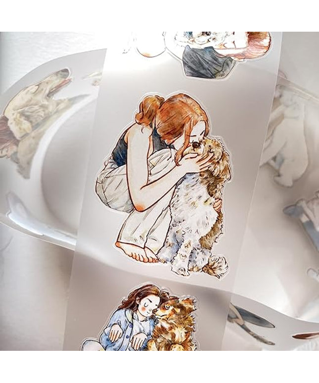 DingDing Vol7-22 Little Sweetheart,My Cute Dog,Kiss-Cut Matte PET Tape Stickers,2.36 in x 10.94 YD,Original Design,for Scrapbook Supplies,Scrapbook Tape Stickers,Junk Journal Supplies