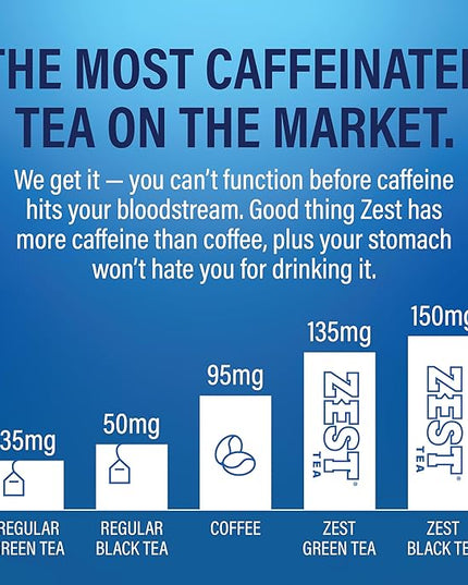 Zest High Caffeine Black Tea Bags – Earl Grey Energy Tea with Natural Bergamot – 150mg Caffeine per Cup – Focus & Morning Breakfast Tea for Energy – Caffeinated Coffee Substitute – 15Ct Box