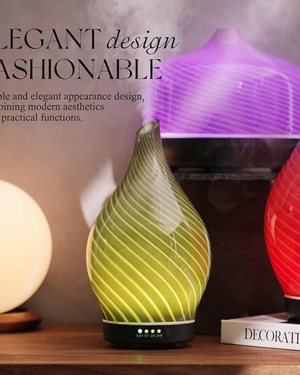 Porseme 150ml Essential Oil Diffuser Glass Color Changing Aroma Air Diffusers Aromatherapy Ultrasonic Cool Mist Humidifier 6 Running Hours Waterless Auto-Off for Sleeping Yoga Office Spa (Pure Grey)
